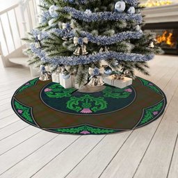 ScotsTee Shop Scottish Gray Clan Scottish Thistle Flower Round Leaf Tartan Christmas Tree Skirt