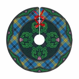 ScotsTee Shop Scottish Laing Clan Scottish Thistle Flower Round Leaf Tartan Christmas Tree Skirt