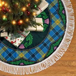 ScotsTee Shop Scottish Laing Clan Scottish Thistle Flower Round Leaf Tartan Christmas Tree Skirt