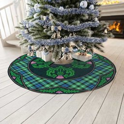 ScotsTee Shop Scottish Graham of Montrose Ancient Clan Scottish Thistle Flower Round Leaf Tartan Christmas Tree Skirt