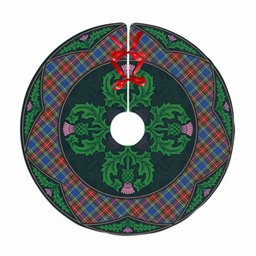 ScotsTee Shop Scottish MacBeth Modern Clan Scottish Thistle Flower Round Leaf Tartan Christmas Tree Skirt
