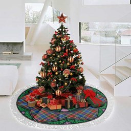 ScotsTee Shop Scottish MacBeth Modern Clan Scottish Thistle Flower Round Leaf Tartan Christmas Tree Skirt