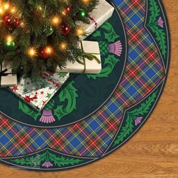 ScotsTee Shop Scottish MacBeth Modern Clan Scottish Thistle Flower Round Leaf Tartan Christmas Tree Skirt