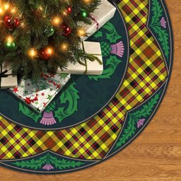 ScotsTee Shop Scottish Jardine Clan Scottish Thistle Flower Round Leaf Tartan Christmas Tree Skirt