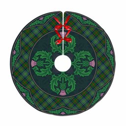 ScotsTee Shop Scottish Cranstoun Clan Scottish Thistle Flower Round Leaf Tartan Christmas Tree Skirt