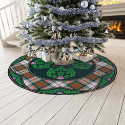 ScotsTee Shop Scottish MacDuff Dress Ancient Clan Scottish Thistle Flower Round Leaf Tartan Christmas Tree Skirt