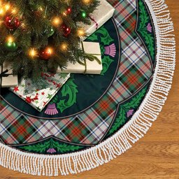 ScotsTee Shop Scottish MacDuff Dress Ancient Clan Scottish Thistle Flower Round Leaf Tartan Christmas Tree Skirt