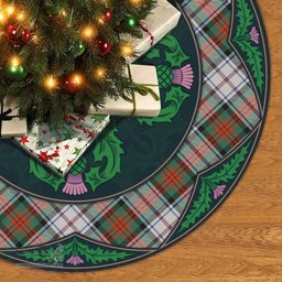 ScotsTee Shop Scottish MacDuff Dress Ancient Clan Scottish Thistle Flower Round Leaf Tartan Christmas Tree Skirt