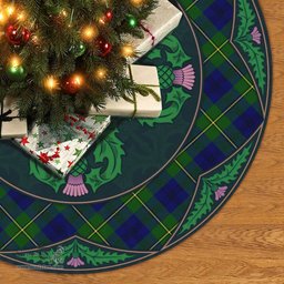ScotsTee Shop Scottish Johnston Modern Clan Scottish Thistle Flower Round Leaf Tartan Christmas Tree Skirt
