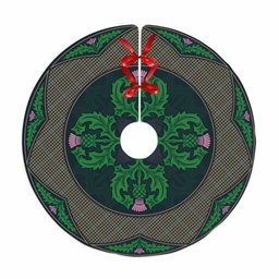 ScotsTee Shop Scottish Haig Check Clan Scottish Thistle Flower Round Leaf Tartan Christmas Tree Skirt