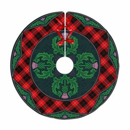ScotsTee Shop Scottish Cunningham Modern Clan Scottish Thistle Flower Round Leaf Tartan Christmas Tree Skirt