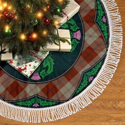 ScotsTee Shop Scottish Davidson Dress Dancers Clan Scottish Thistle Flower Round Leaf Tartan Christmas Tree Skirt