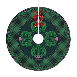 ScotsTee Shop Scottish MacArthur Ancient Clan Scottish Thistle Flower Round Leaf Tartan Christmas Tree Skirt