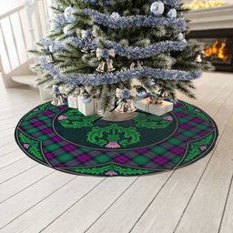 ScotsTee Shop Scottish MacArthur Ancient Clan Scottish Thistle Flower Round Leaf Tartan Christmas Tree Skirt