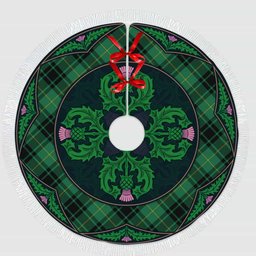 ScotsTee Shop Scottish MacArthur Ancient Clan Scottish Thistle Flower Round Leaf Tartan Christmas Tree Skirt