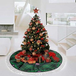 ScotsTee Shop Scottish MacArthur Ancient Clan Scottish Thistle Flower Round Leaf Tartan Christmas Tree Skirt