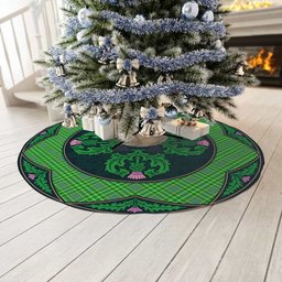 ScotsTee Shop Scottish Currie Clan Scottish Thistle Flower Round Leaf Tartan Christmas Tree Skirt