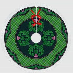 ScotsTee Shop Scottish Currie Clan Scottish Thistle Flower Round Leaf Tartan Christmas Tree Skirt