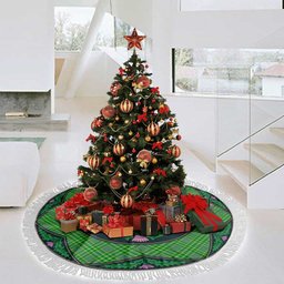 ScotsTee Shop Scottish Currie Clan Scottish Thistle Flower Round Leaf Tartan Christmas Tree Skirt