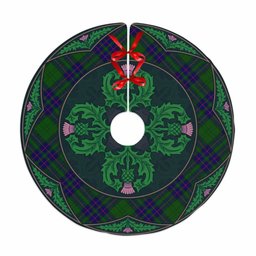 ScotsTee Shop Scottish Lockhart Modern Clan Scottish Thistle Flower Round Leaf Tartan Christmas Tree Skirt