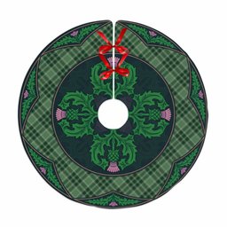 ScotsTee Shop Scottish MacDonald Lord of the Isles Hunting Clan Scottish Thistle Flower Round Leaf Tartan Christmas Tree Skirt