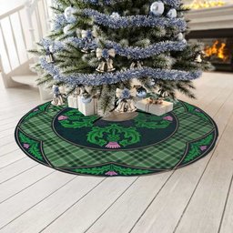ScotsTee Shop Scottish MacDonald Lord of the Isles Hunting Clan Scottish Thistle Flower Round Leaf Tartan Christmas Tree Skirt