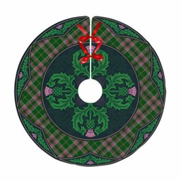 ScotsTee Shop Scottish Gray Hunting Clan Scottish Thistle Flower Round Leaf Tartan Christmas Tree Skirt