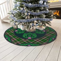 ScotsTee Shop Scottish Gray Hunting Clan Scottish Thistle Flower Round Leaf Tartan Christmas Tree Skirt