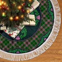 ScotsTee Shop Scottish Gray Hunting Clan Scottish Thistle Flower Round Leaf Tartan Christmas Tree Skirt