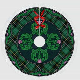 ScotsTee Shop Scottish MacAlpine Ancient Clan Scottish Thistle Flower Round Leaf Tartan Christmas Tree Skirt