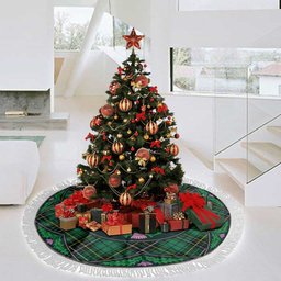 ScotsTee Shop Scottish MacAlpine Ancient Clan Scottish Thistle Flower Round Leaf Tartan Christmas Tree Skirt