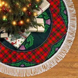 ScotsTee Shop Scottish MacColl Modern Clan Scottish Thistle Flower Round Leaf Tartan Christmas Tree Skirt