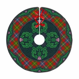 ScotsTee Shop Scottish Forrester Clan Scottish Thistle Flower Round Leaf Tartan Christmas Tree Skirt
