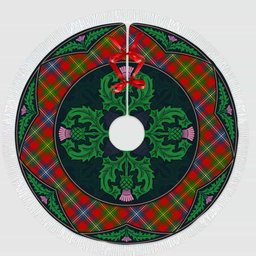 ScotsTee Shop Scottish Forrester Clan Scottish Thistle Flower Round Leaf Tartan Christmas Tree Skirt
