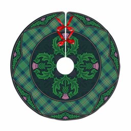 ScotsTee Shop Scottish Kennedy Ancient Clan Scottish Thistle Flower Round Leaf Tartan Christmas Tree Skirt