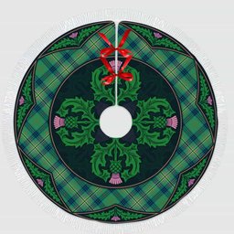 ScotsTee Shop Scottish Kennedy Ancient Clan Scottish Thistle Flower Round Leaf Tartan Christmas Tree Skirt