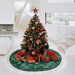 ScotsTee Shop Scottish Kennedy Ancient Clan Scottish Thistle Flower Round Leaf Tartan Christmas Tree Skirt
