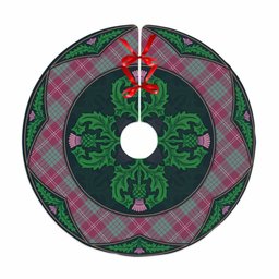 ScotsTee Shop Scottish Crawford Ancient Clan Scottish Thistle Flower Round Leaf Tartan Christmas Tree Skirt