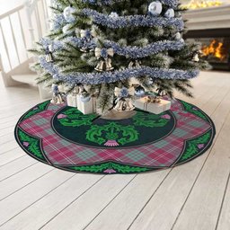 ScotsTee Shop Scottish Crawford Ancient Clan Scottish Thistle Flower Round Leaf Tartan Christmas Tree Skirt