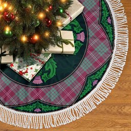 ScotsTee Shop Scottish Crawford Ancient Clan Scottish Thistle Flower Round Leaf Tartan Christmas Tree Skirt