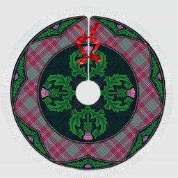 ScotsTee Shop Scottish Crawford Ancient Clan Scottish Thistle Flower Round Leaf Tartan Christmas Tree Skirt
