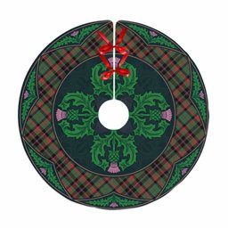 ScotsTee Shop Scottish Cumming Hunting Ancient Clan Scottish Thistle Flower Round Leaf Tartan Christmas Tree Skirt
