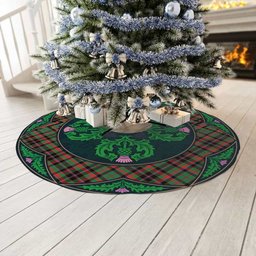 ScotsTee Shop Scottish Cumming Hunting Ancient Clan Scottish Thistle Flower Round Leaf Tartan Christmas Tree Skirt