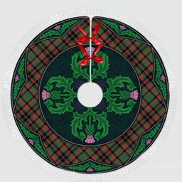 ScotsTee Shop Scottish Cumming Hunting Ancient Clan Scottish Thistle Flower Round Leaf Tartan Christmas Tree Skirt