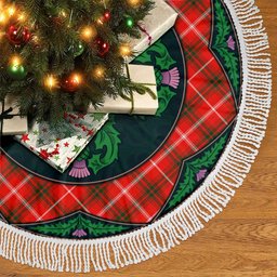 ScotsTee Shop Scottish Duke of Rothesay Modern Clan Scottish Thistle Flower Round Leaf Tartan Christmas Tree Skirt