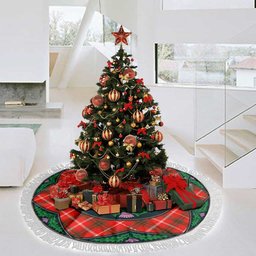 ScotsTee Shop Scottish Duke of Rothesay Modern Clan Scottish Thistle Flower Round Leaf Tartan Christmas Tree Skirt