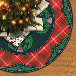 ScotsTee Shop Scottish Duke of Rothesay Modern Clan Scottish Thistle Flower Round Leaf Tartan Christmas Tree Skirt