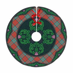ScotsTee Shop Scottish Dunbar Ancient Clan Scottish Thistle Flower Round Leaf Tartan Christmas Tree Skirt