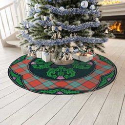 ScotsTee Shop Scottish Dunbar Ancient Clan Scottish Thistle Flower Round Leaf Tartan Christmas Tree Skirt