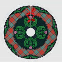 ScotsTee Shop Scottish Dunbar Ancient Clan Scottish Thistle Flower Round Leaf Tartan Christmas Tree Skirt
